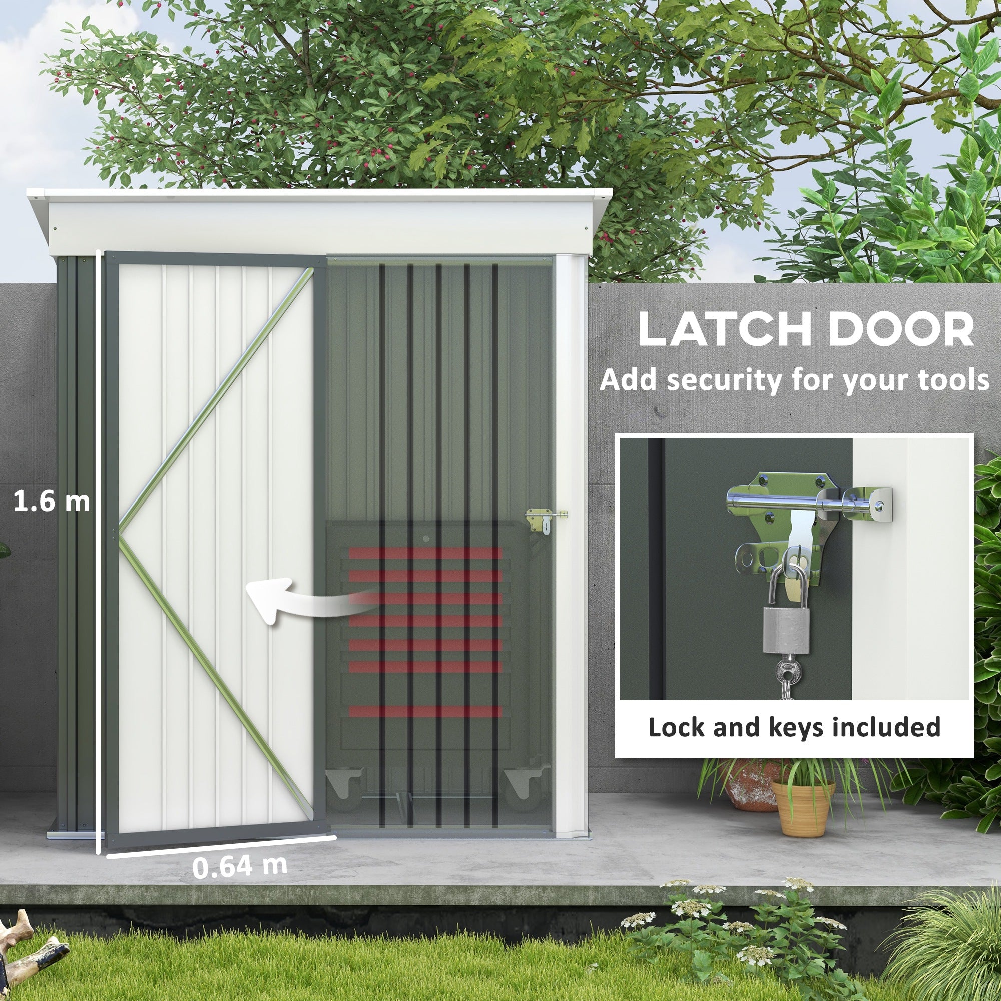 Outdoor Storage Shed, Steel Lean-to Shed with Adjustable Shelf, Lock, Gloves, 5'x3'x6', Dark Grey Sheds at Gallery Canada