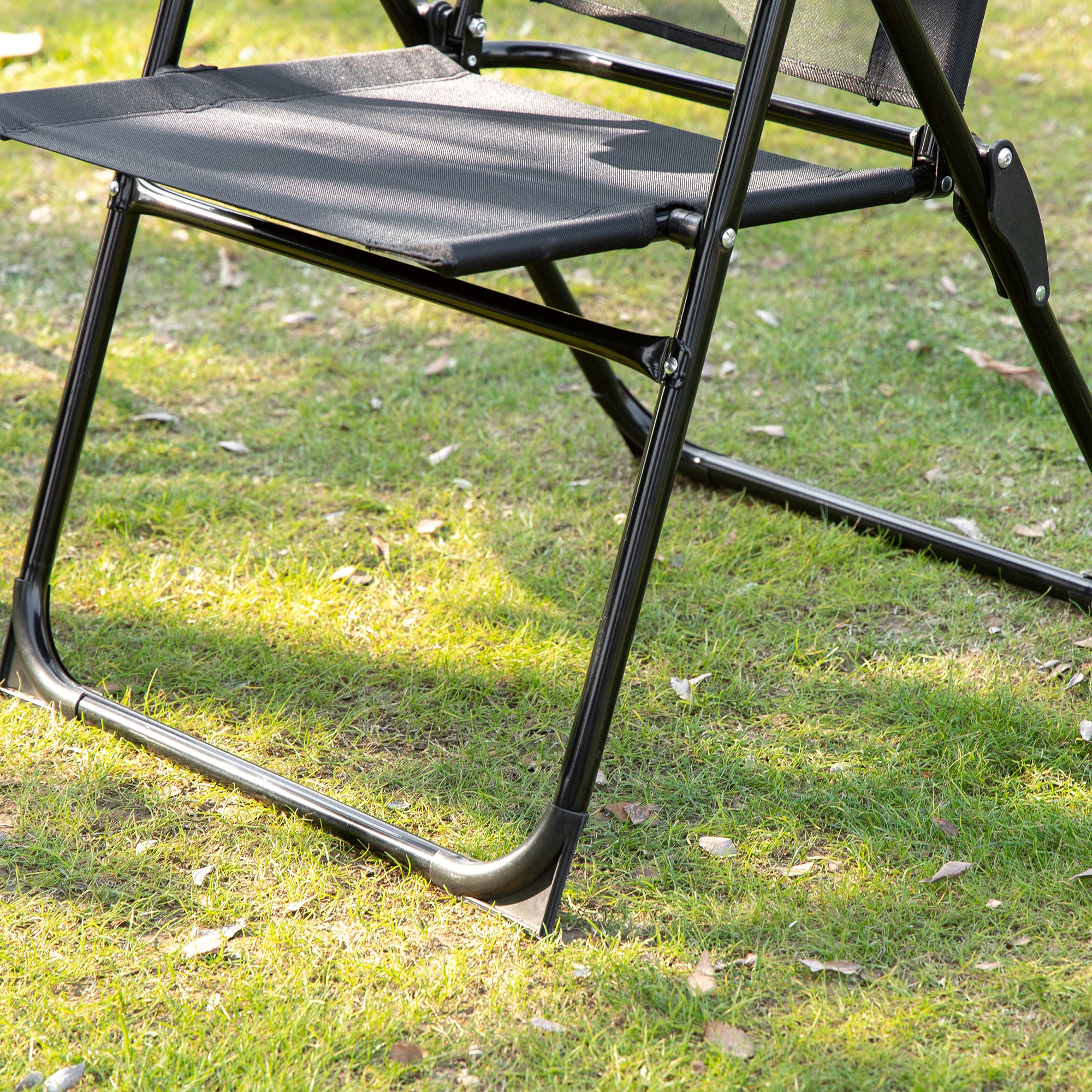 Set of 4 Camping Chairs, Outdoor Folding Lounge Chair Set with 5 Level Adjustable Backrest, Removable Headrest, Armrest for Camping, Backyard, Black Patio Chairs at Gallery Canada