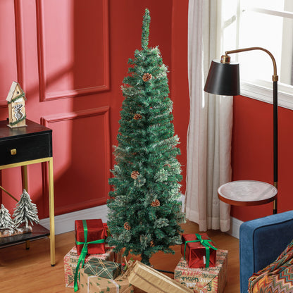 5ft Pencil Christmas Tree, Artificial Christmas with Pine Needles, Realistic Branches, Pine Cones, Metal Base, Green Pencil Christmas Trees Green  at Gallery Canada