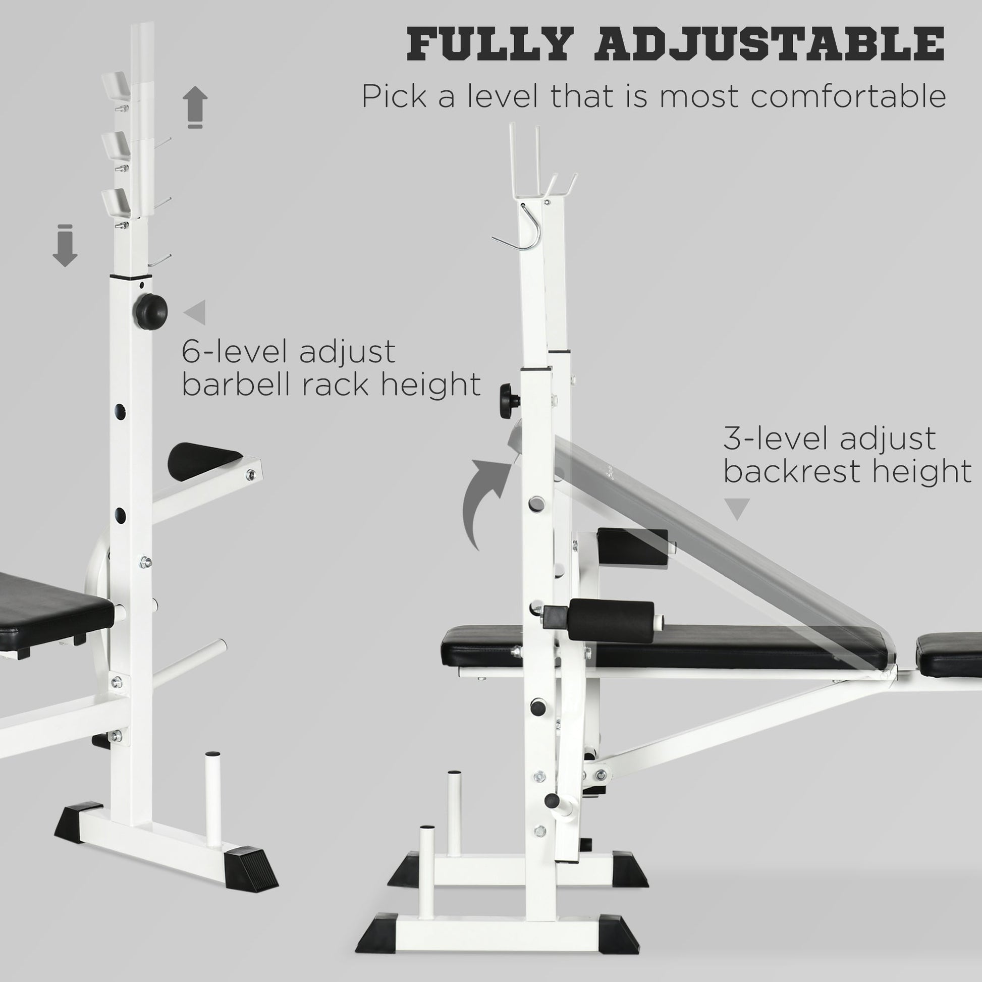 Bench Press Set Adjustable Weight Bench with Squat Rack, Preacher Curl Pad, Leg Developer, Butterfly, and Weight Storage Weight Benches   at Gallery Canada