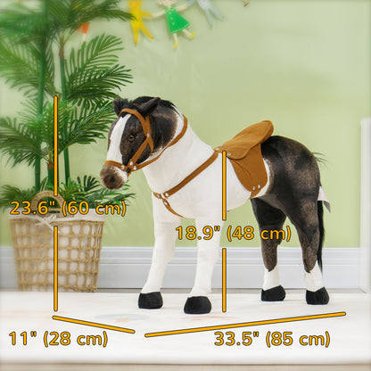 Standing Ride on Horse, Plush Pony Toy for Kids with Neighing Sound, Soft Padding, for Aged 3-8, Brown Rocking Horses   at Gallery Canada