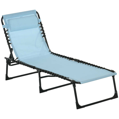 4-Level Adjustable Outdoor Folding Lounge Chair with Headrest, Light Blue Lounger Chairs   at Gallery Canada