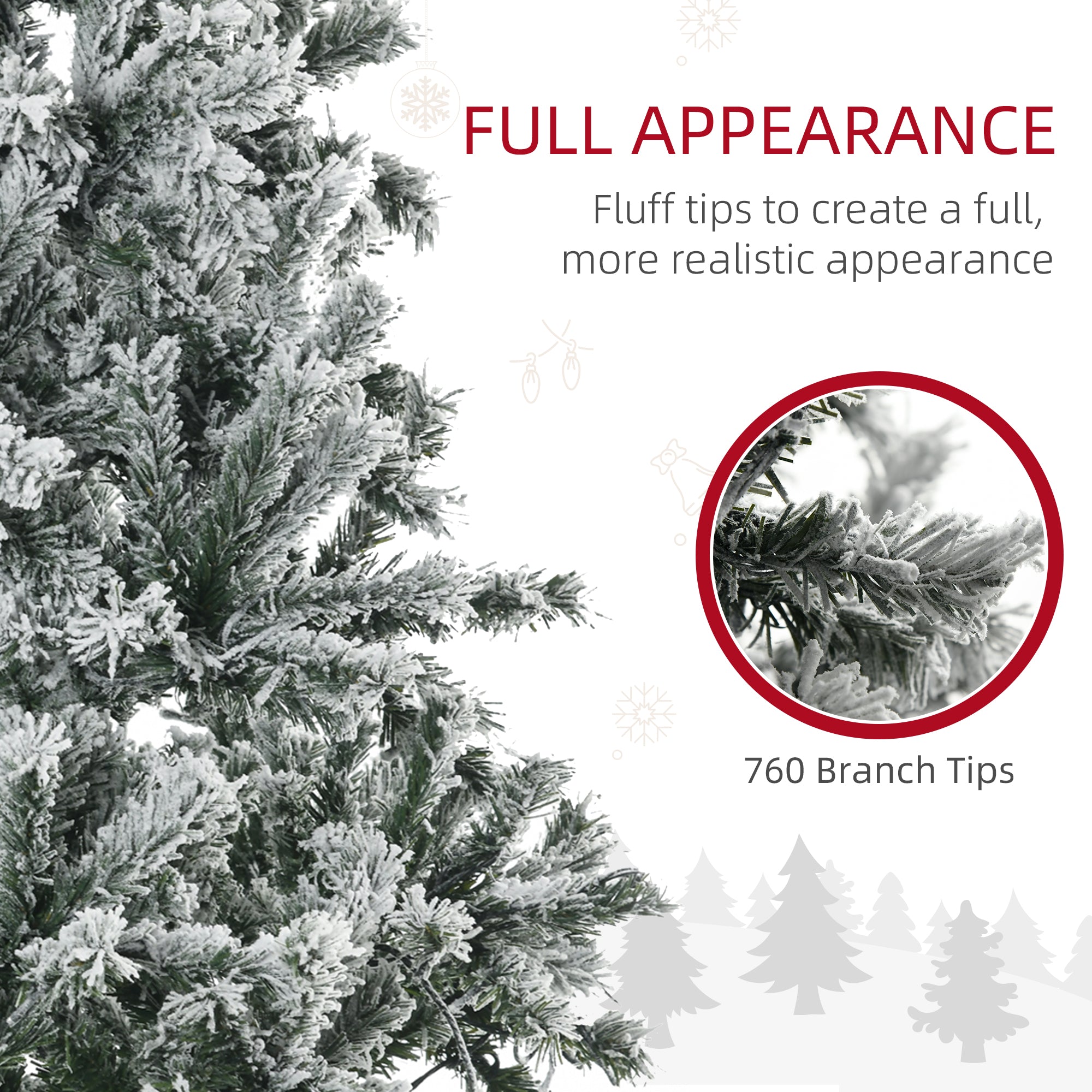 6' Prelit Artificial Flocked Christmas Trees, with Snow Frosted Branches, Cold White LED Lights, Auto Open, Green Artificial Christmas Trees   at Gallery Canada