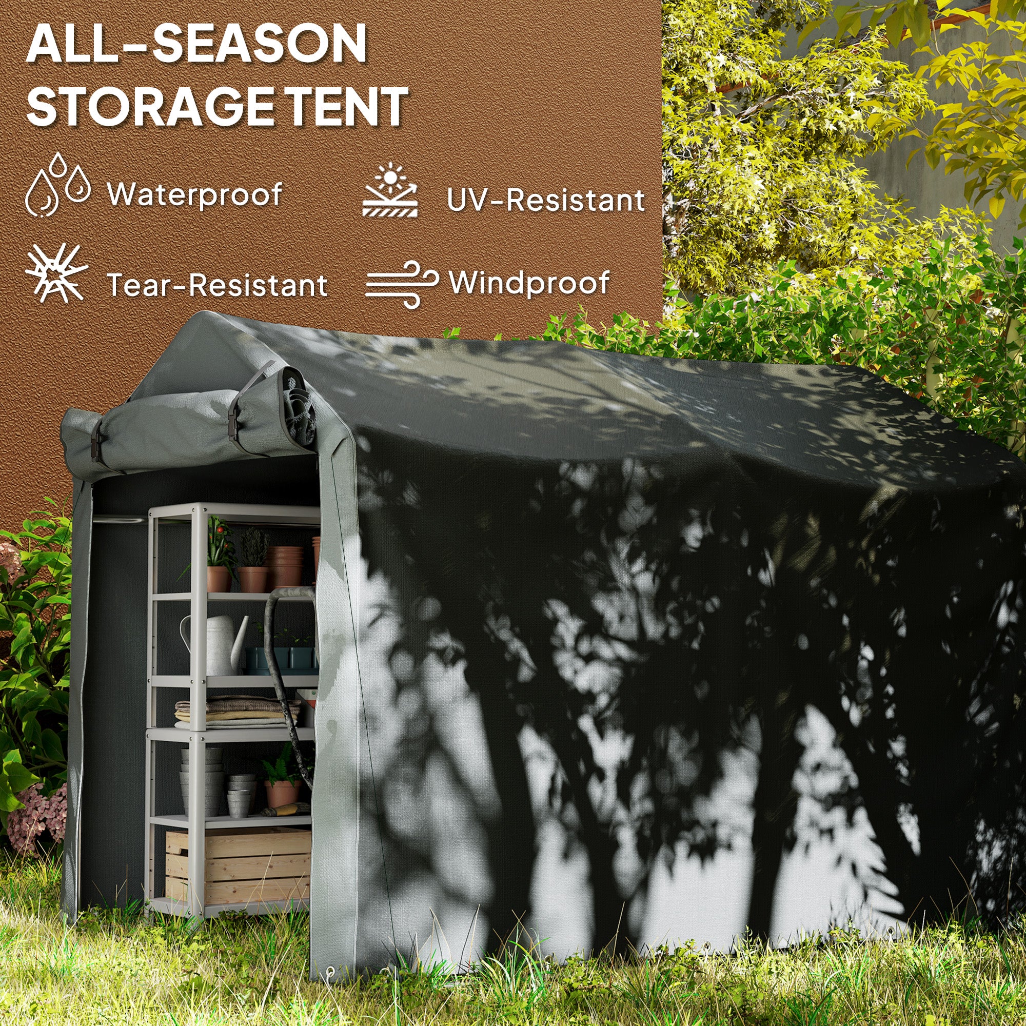Outdoor Storage Shed, UV Resistant Bike Tent with Roll-up Zipper Door, Portable Shed for Bike, Motorcycle, Dark Grey Sheds at Gallery Canada