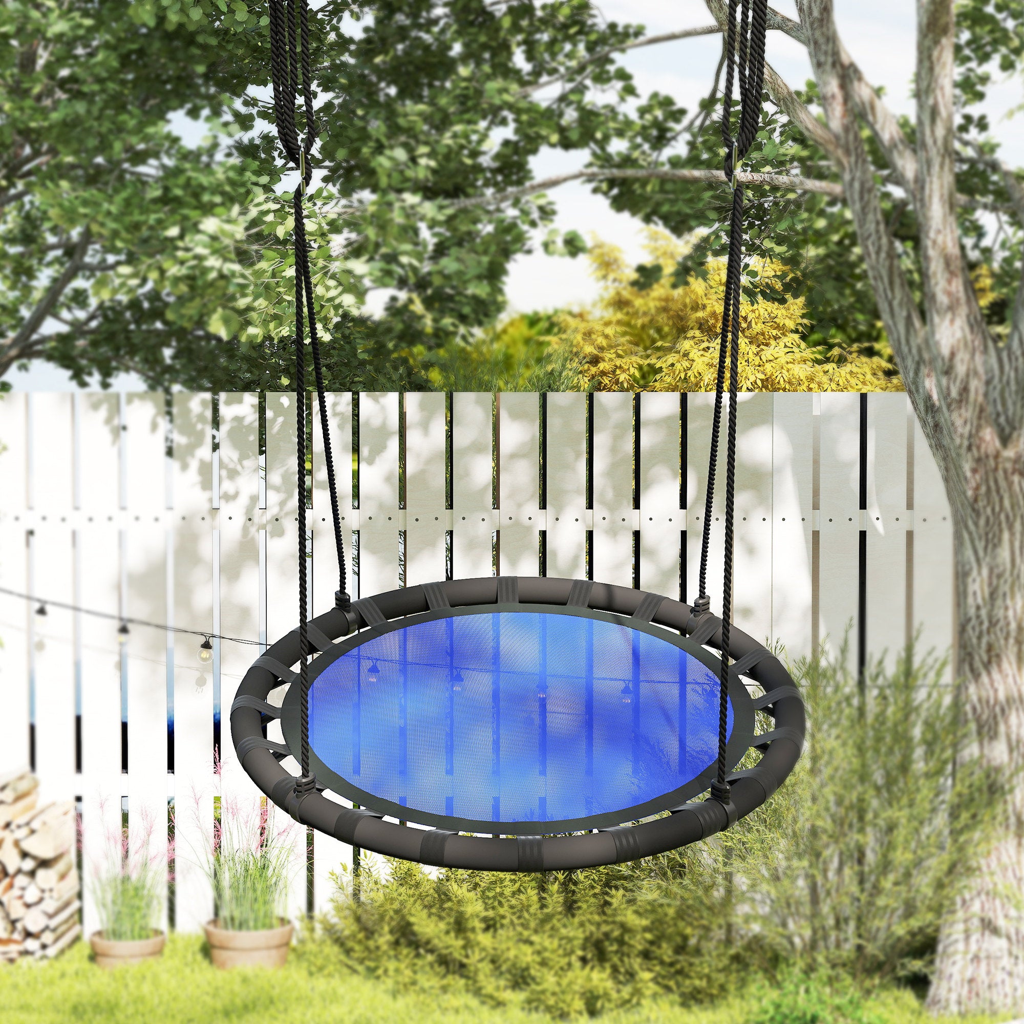 39 inch Saucer Tree Swing Set for Kids with Adjustable Hanging Ropes for Outdoor, Backyard, Navy Blue Gym Sets & Swings at Gallery Canada