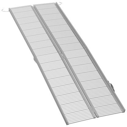 8' Foldable Handicap Ramp for Home, Steps, Doorways, Aluminum Portable Wheelchair Ramp, Textured Threshold Ramp, Silver Knee Walker & Wheelchair Ramps   at Gallery Canada