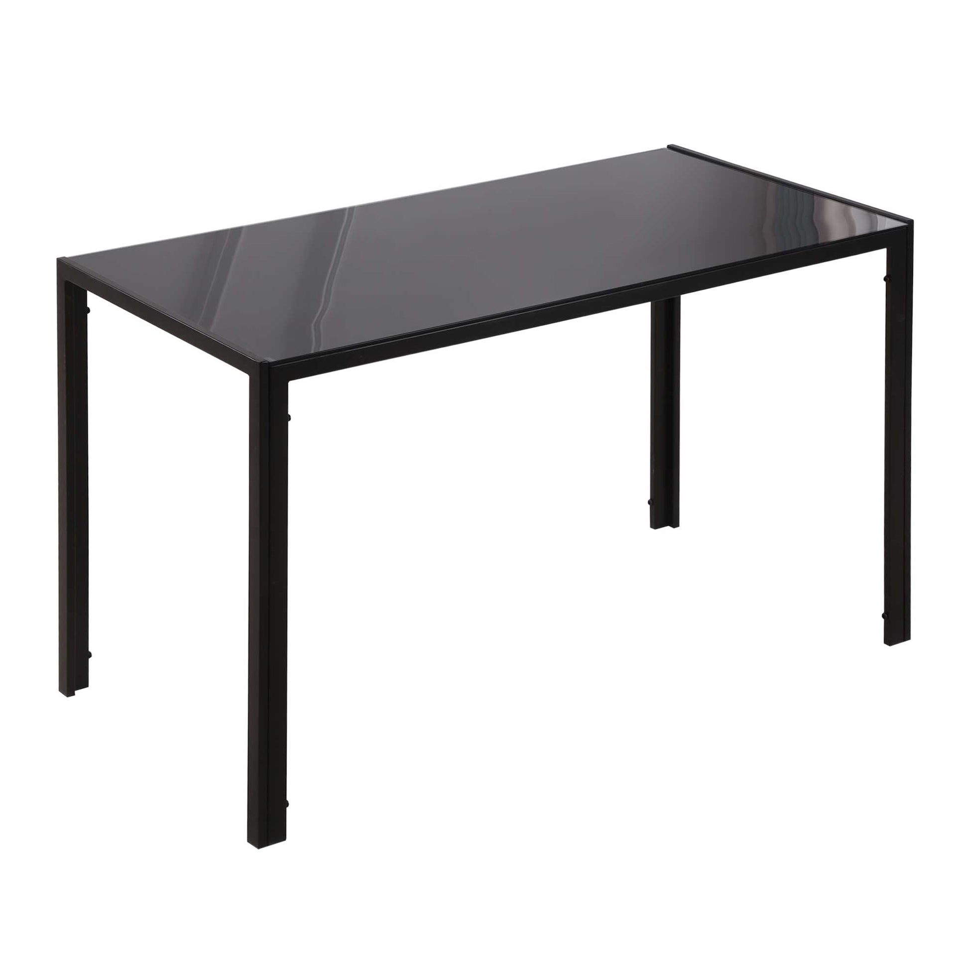 Rectangular Dining Table for 4 People, Modern Kitchen Table with Tabletop Tempered Glass and Metal Legs for Dining Room, Living Room, Black Bar Tables & Dining Tables Black  at Gallery Canada