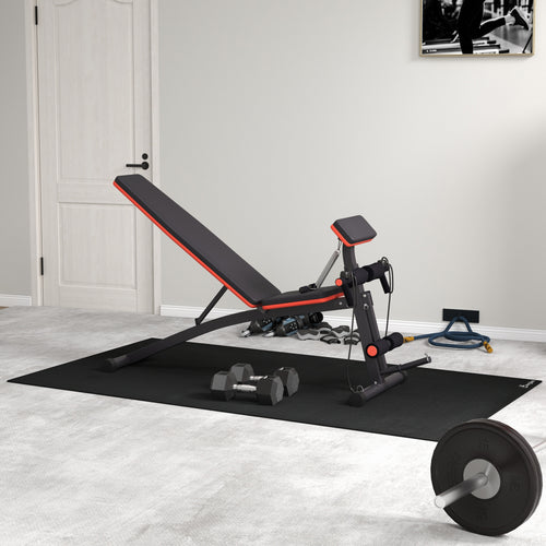 Foldable Press Bench Adjustable Dumbbell, Weight Training Bench Exercises Gym Chair, Black &; Red