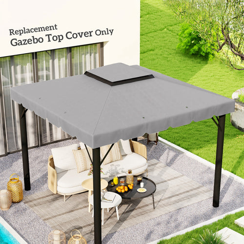 9.8' x 9.8' Gazebo Replacement Canopy, Gazebo Top Cover with Double Vented Roof for Garden Patio Outdoor TOP ONLY, Grey