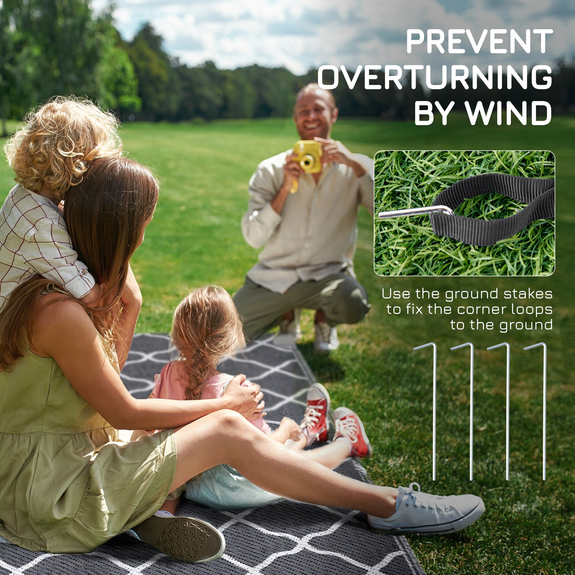 Waterproof Outdoor Rug, 6' x 9' RV Rug Reversible Mat for Backyard, Deck, Picnic, Beach, Camping, Grey &; White Net Garden Decor at Gallery Canada