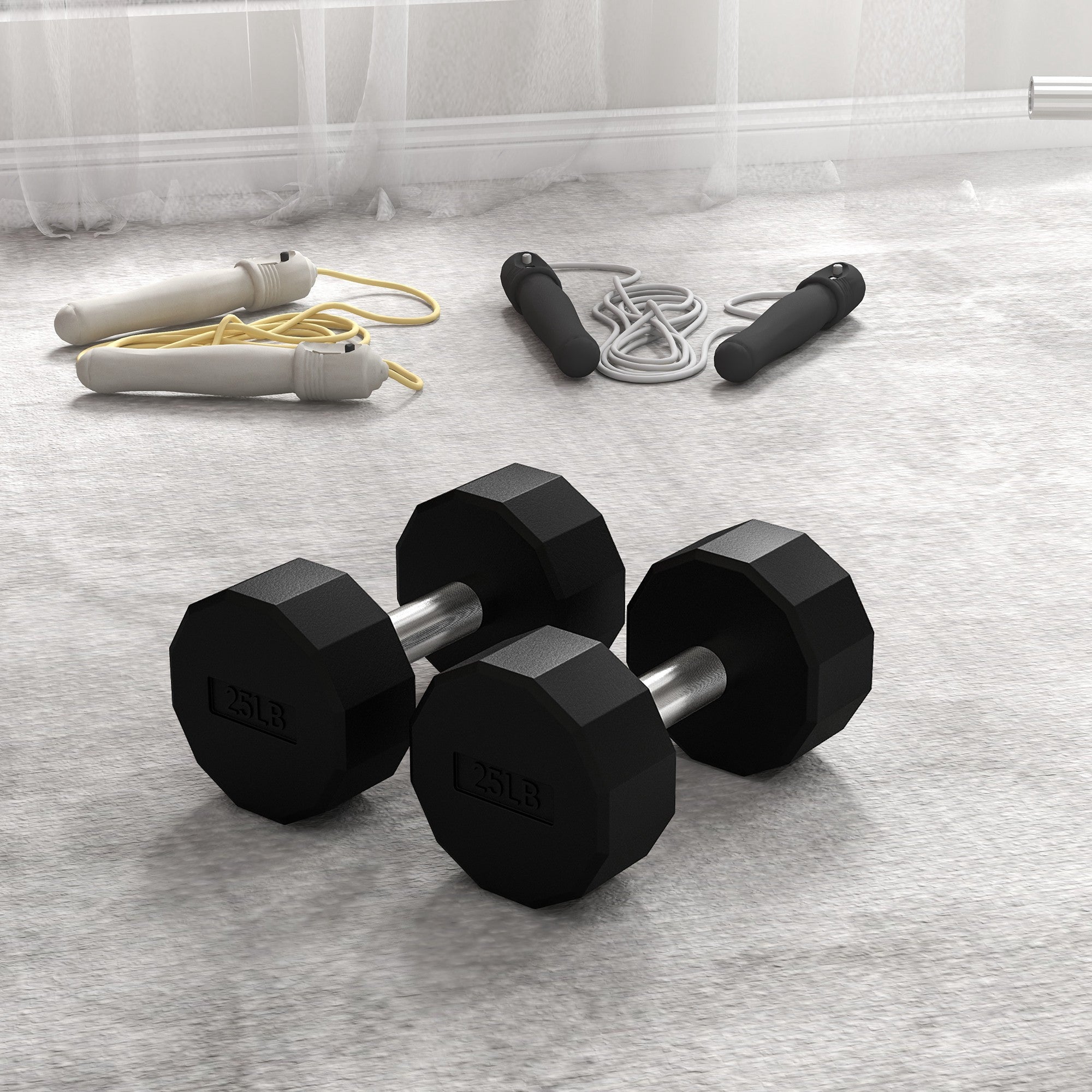 2 x 25lbs Dumbbells Set with Non-Slip Grip, Rubber Covered Weights for Men Women Home Gym Workout Dumbbells & Barbells at Gallery Canada