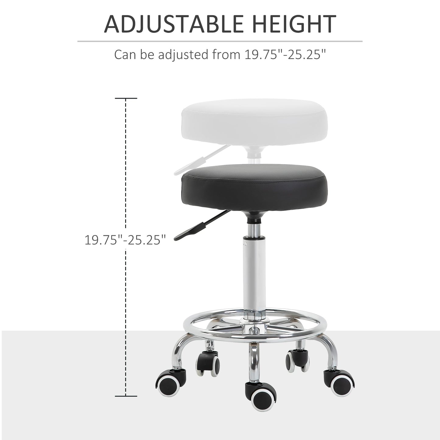 Adjustable Swivel Salon Stool Hydraulic PU Barber Rolling Massage Tattoo Chair Bar Beauty SPA Seat Black Salon Stools   at Gallery Canada