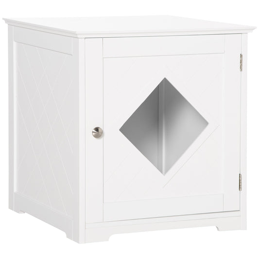 Cat Litter Box Enclosure End Table, Indoor Cat Washroom with Magnetic Door, Hidden Litter Box Nightstand with Large Tabletop, Easy Assembly, White Cat Litter Box Enclosures White  at Gallery Canada