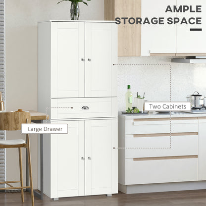 72" Kitchen Pantry Cabinet, Modern Kitchen Pantry Storage Cabinet with 4 Doors and 3 Adjustable Shelves, White Kitchen Pantry Cabinets   at Gallery Canada