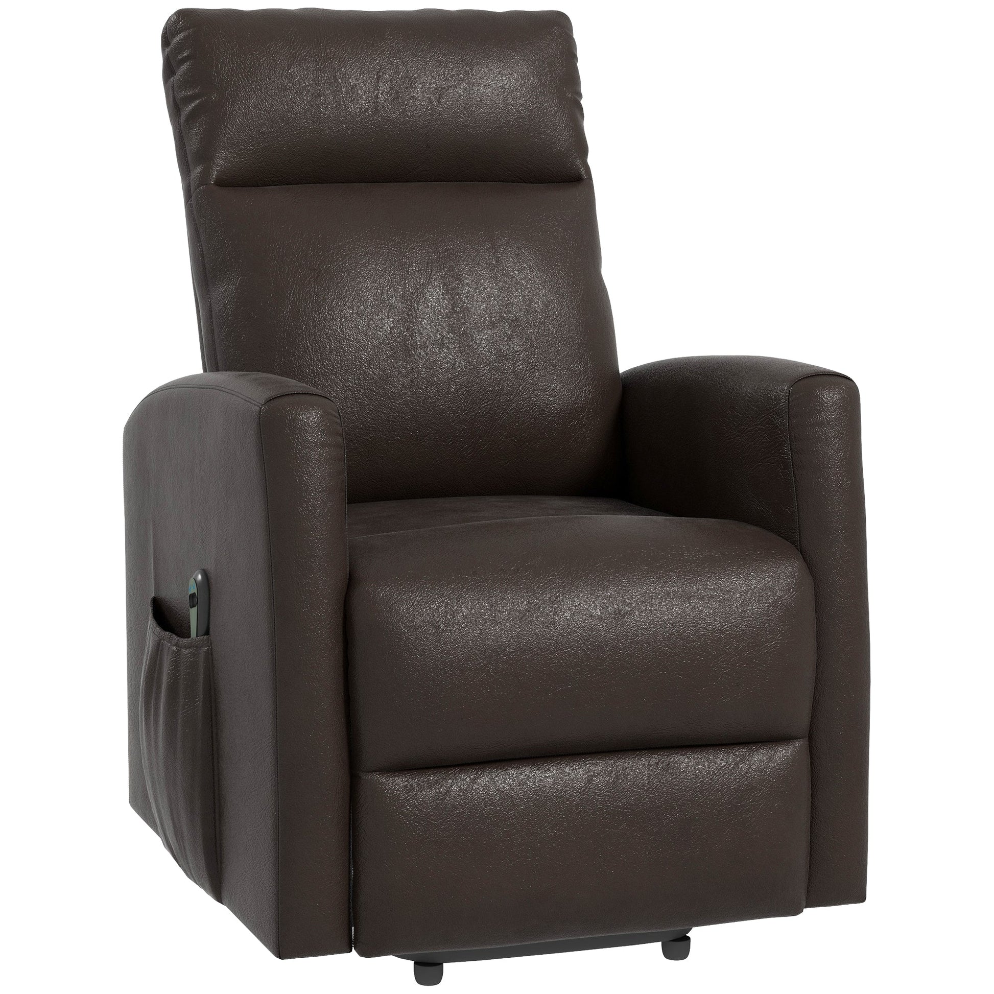 Power Lift Recliner Chair with Remote Control Side Pocket for Living Room Home Office Study Brown Electric Power Lift Chairs Brown  at Gallery Canada