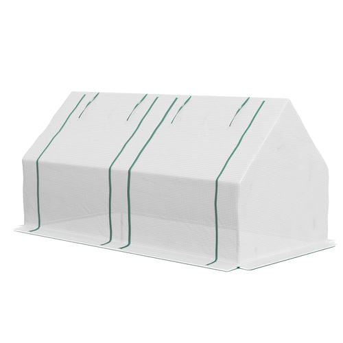 6' x 3' x 3' Portable Mini Greenhouse, Garden Green House Kit with 2 PE/Plastic Covers, Steel Frame and 2 Roll Up Zipper Windows, White