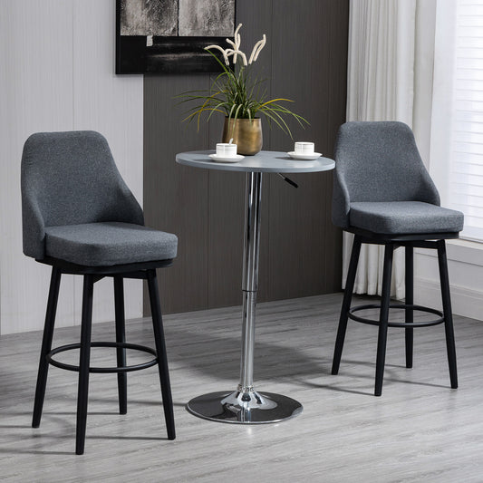 Extra Tall Bar Stools Set of 2, Modern 360° Swivel Barstools, Dining Room Chairs with Steel Legs Footrest, Charcoal Grey Bar Stools   at Gallery Canada