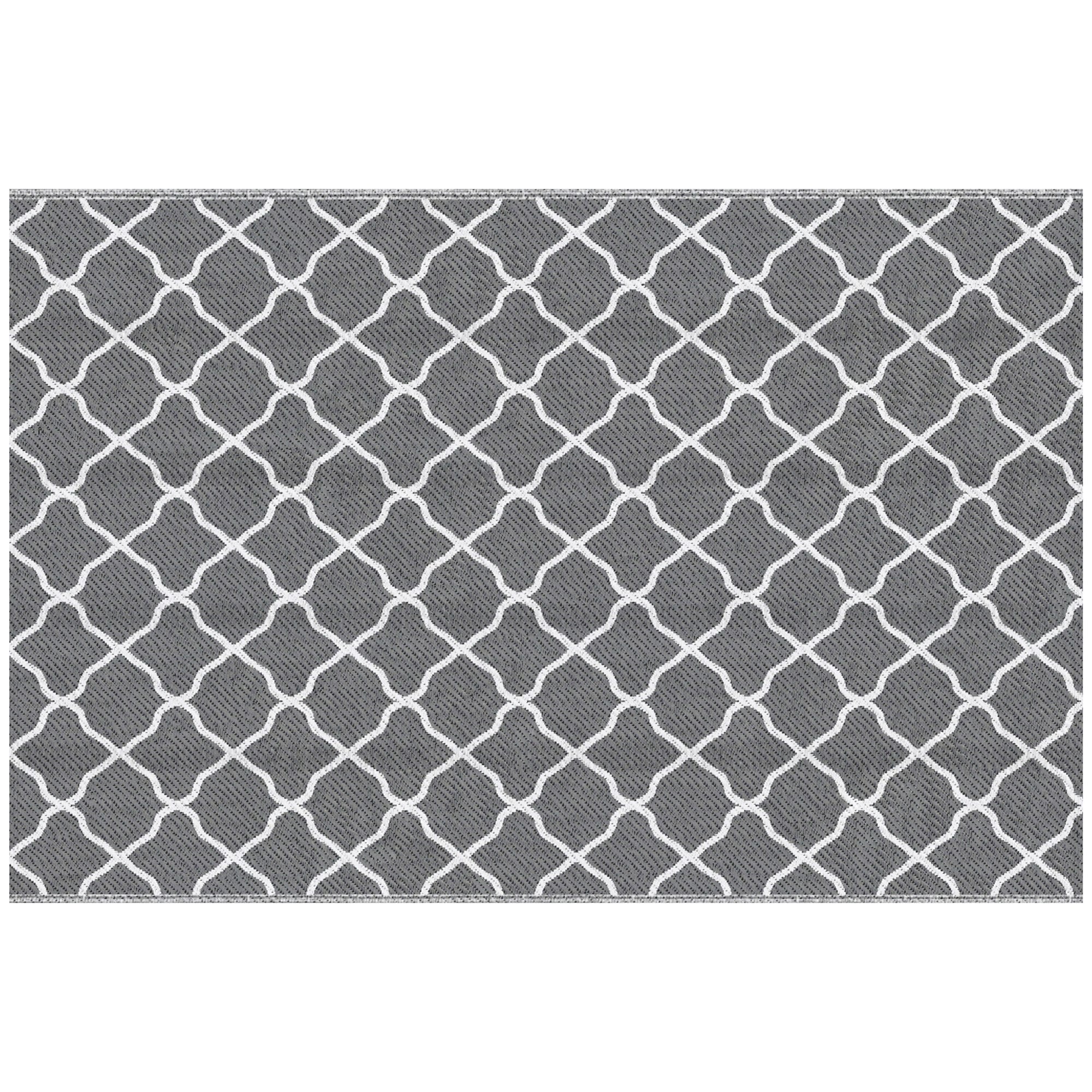 Waterproof Outdoor Rug, 6' x 9' RV Rug Reversible Mat for Backyard, Deck, Picnic, Beach, Camping, Grey &; White Net Outdoor Reversible Rugs at Gallery Canada