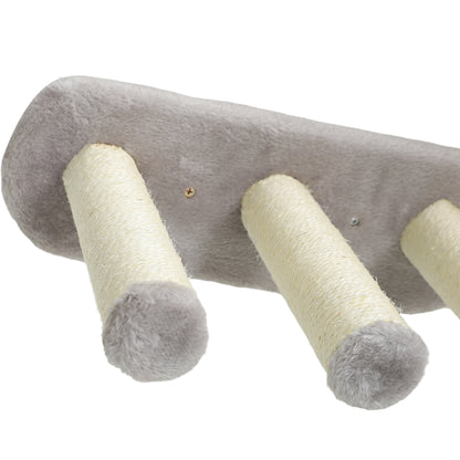 3PCs Cat Wall Shelves w/ Scratching Post, Perches, Steps, Ladder, Light Grey Cat Climbing Wall   at Gallery Canada