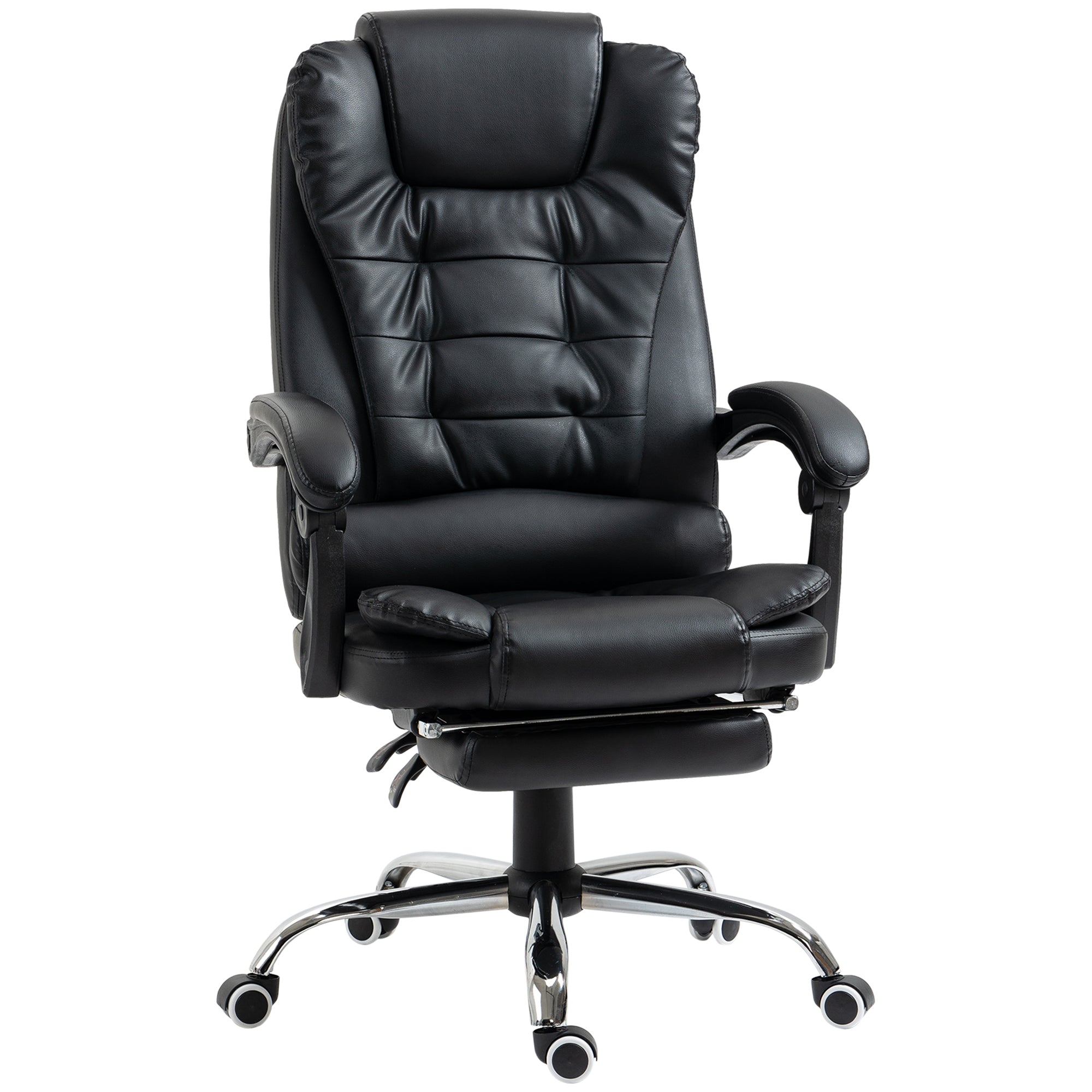 High Back Office Chair PU Leather Executive Office Chair with Retractable Footrest Padded Armrest Black Executive & Manager Chairs at Gallery Canada