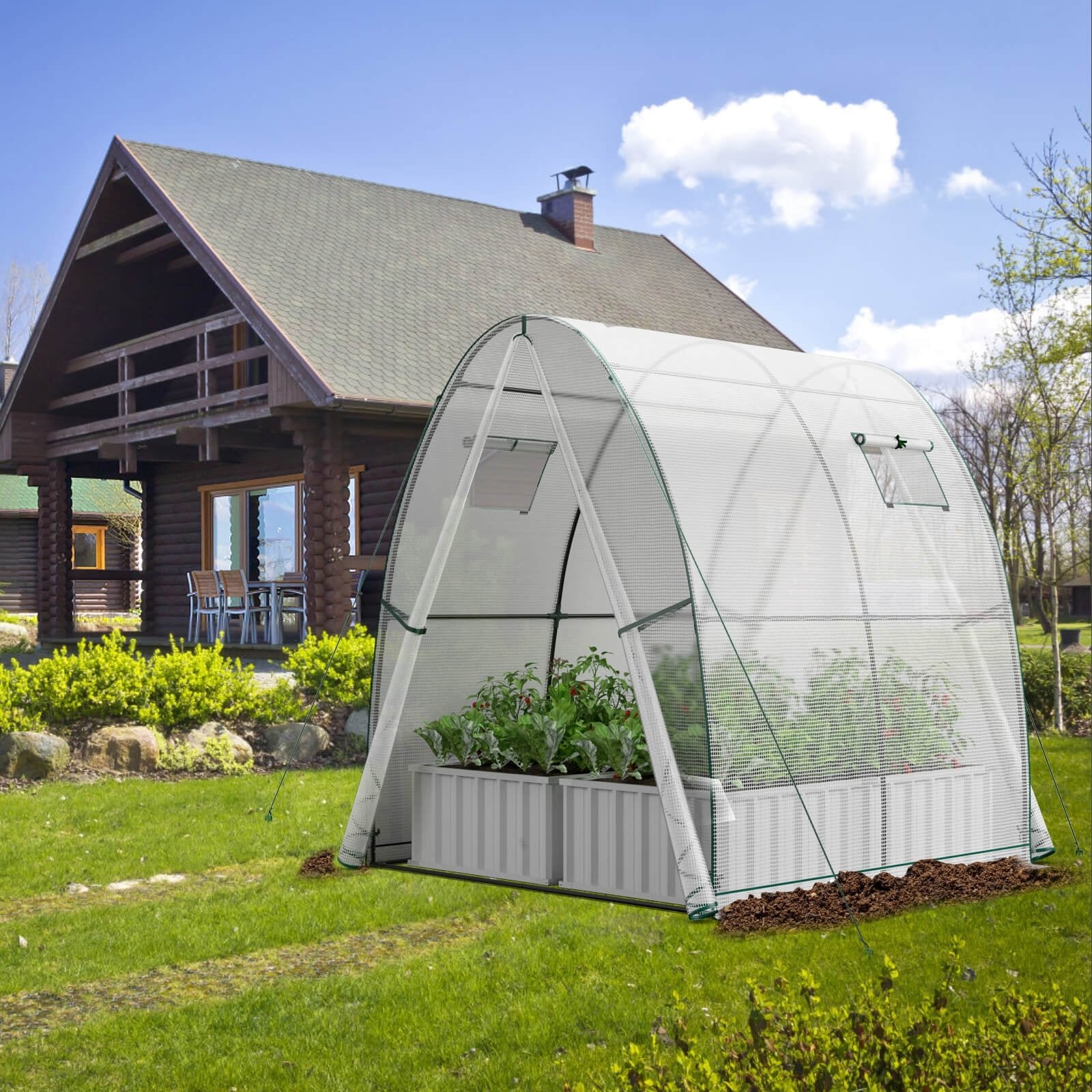 6 x 6 x 6.6 FT Outdoor Wall-in Tunnel Greenhouse, White Greenhouses   at Gallery Canada