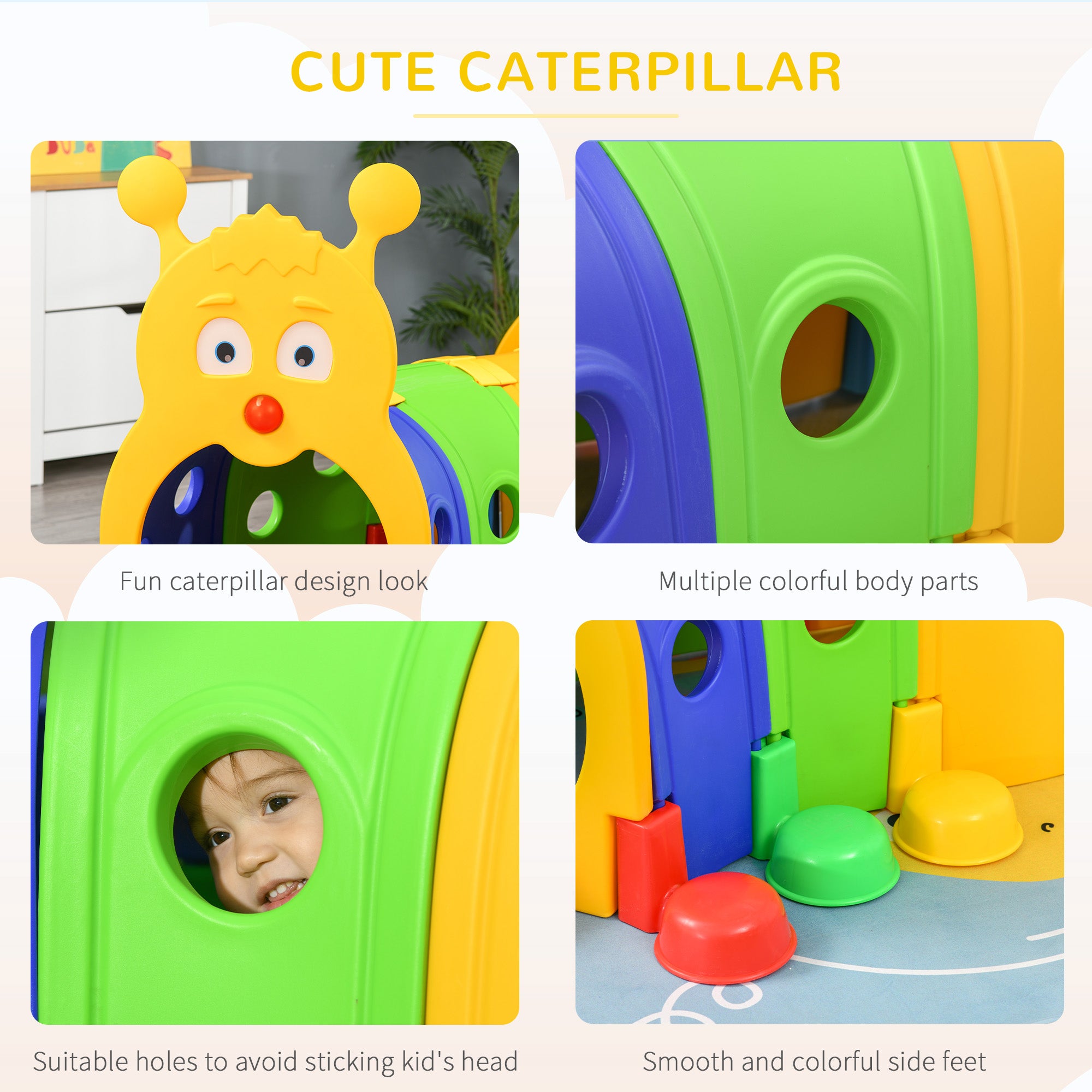 Caterpillar Design Tunnel for Kids to Crawl Through, for 3-6 Years, Multicoloured Children's Play Tunnels at Gallery Canada