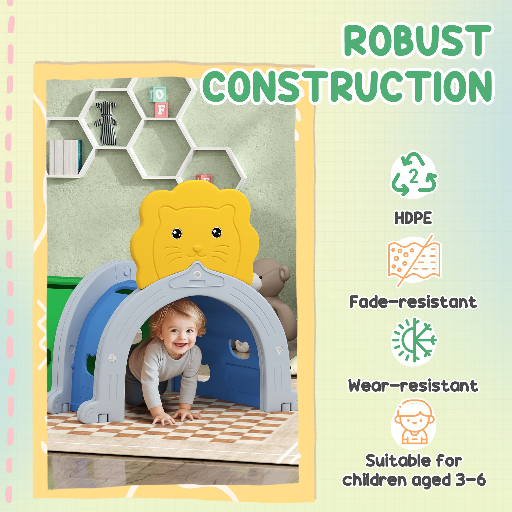 Lion Design Tunnel for Kids to Crawl Through, for 3-6 Years, Multicoloured Children's Play Tunnels at Gallery Canada