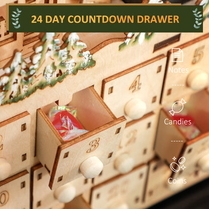 Wooden Christmas Advent Calendar with 24 Fillable Countdown Drawers and LED Lights, Battery Operated, Reusable Christmas Advent Calendars   at Gallery Canada