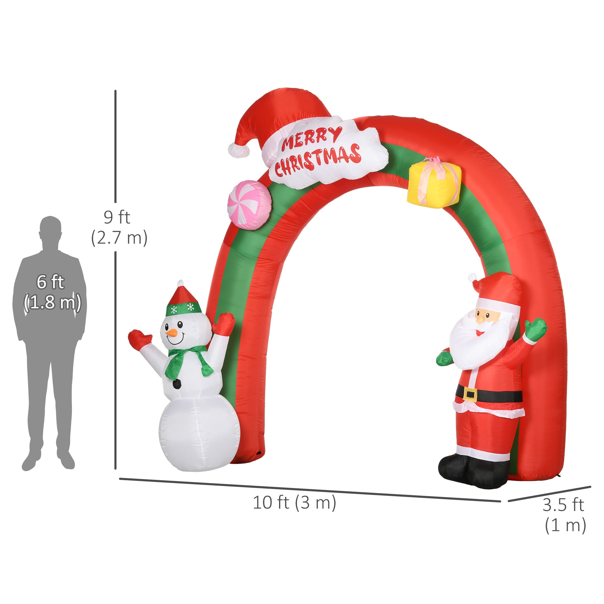 9ft Christmas Inflatable Archway with Santa Claus and Snowman for Outdoor, Blow Up Decoration with LED Lights Christmas Inflatables   at Gallery Canada