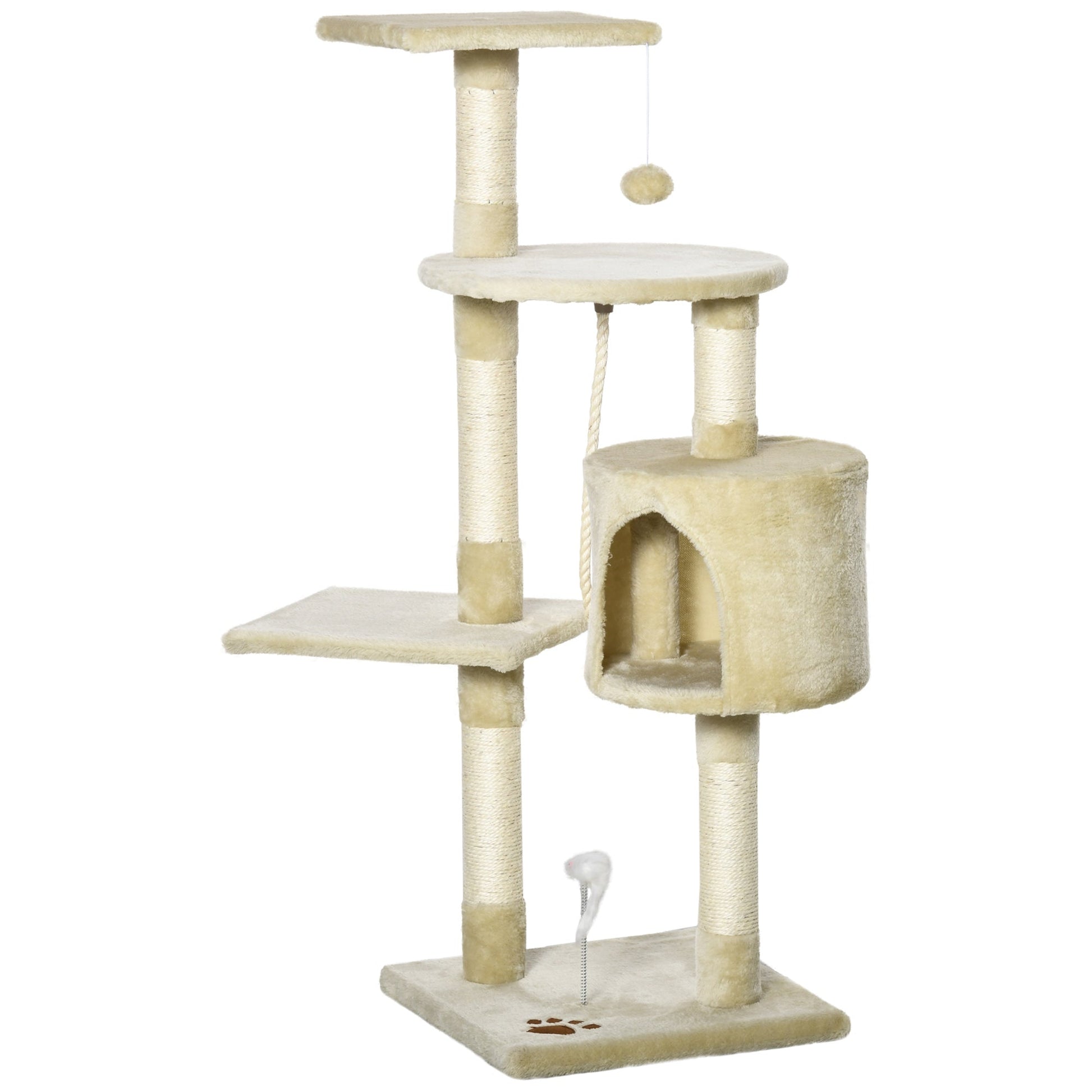 44" Scratching Cat Tree Multi Level Activity Center Kitty Condo Furniture Post Beige Cat Posts   at Gallery Canada