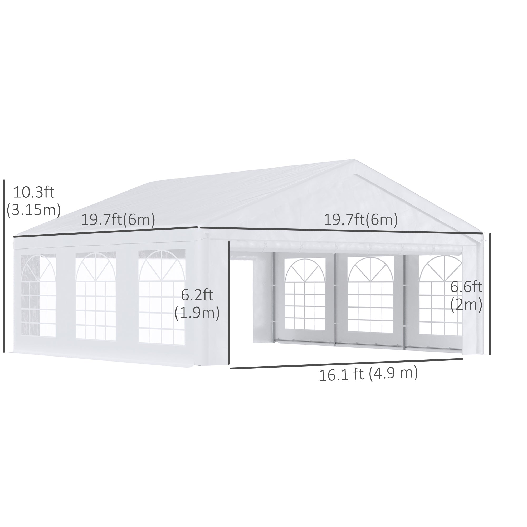 20' x 20' Heavy Duty Party Tent, Carport Garage Canopy, Patio Gazebo Canopy with Removable Sidewall, White Canopy Tents at Gallery Canada