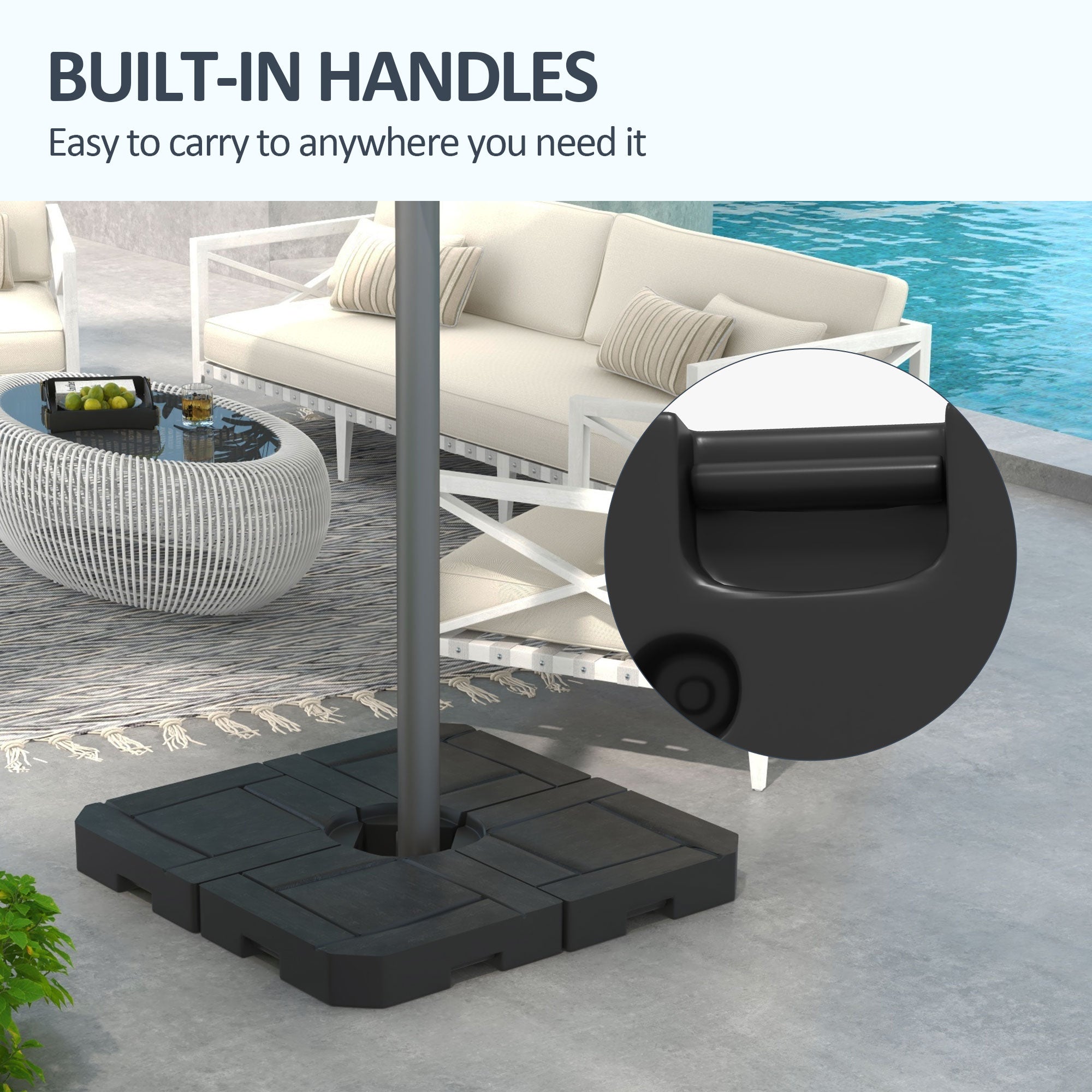 4PCs Patio Umbrella Base, Water or Sand Filled Cantilever Umbrella Weights for Cross Base with Handles, HDPE Umbrella Bases at Gallery Canada