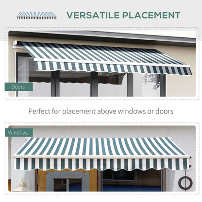 280g/m² UV & Water-Resistant 8' x 7' Retractable Patio Awning, Aluminum Frame, Green and White Deck Awnings   at Gallery Canada