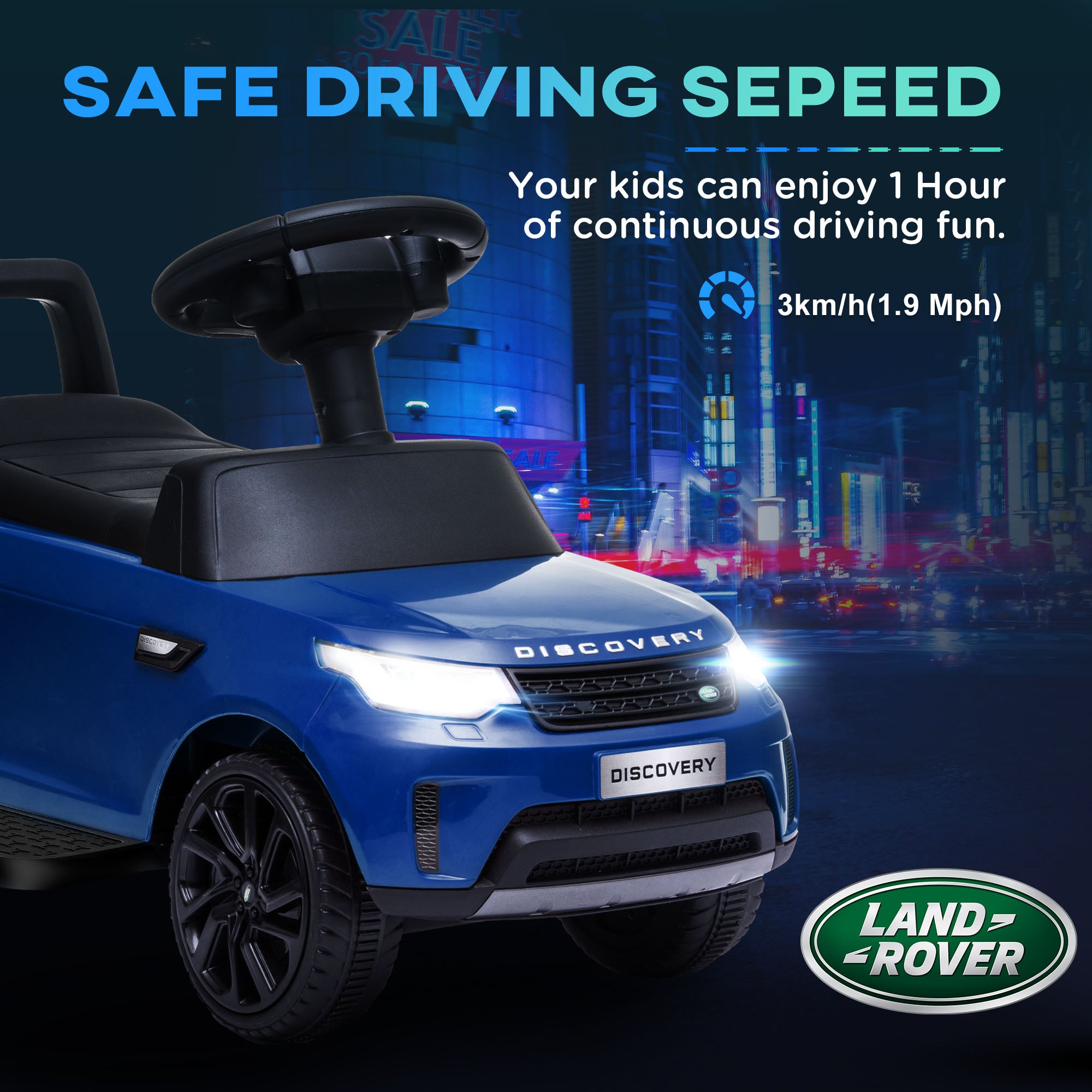 2 in 1 6V Land Rover Licensed Electric Car for Kids, Sliding Car with Music Horn Headlights, for 18-60 Months Blue Electric Toy Cars at Gallery Canada