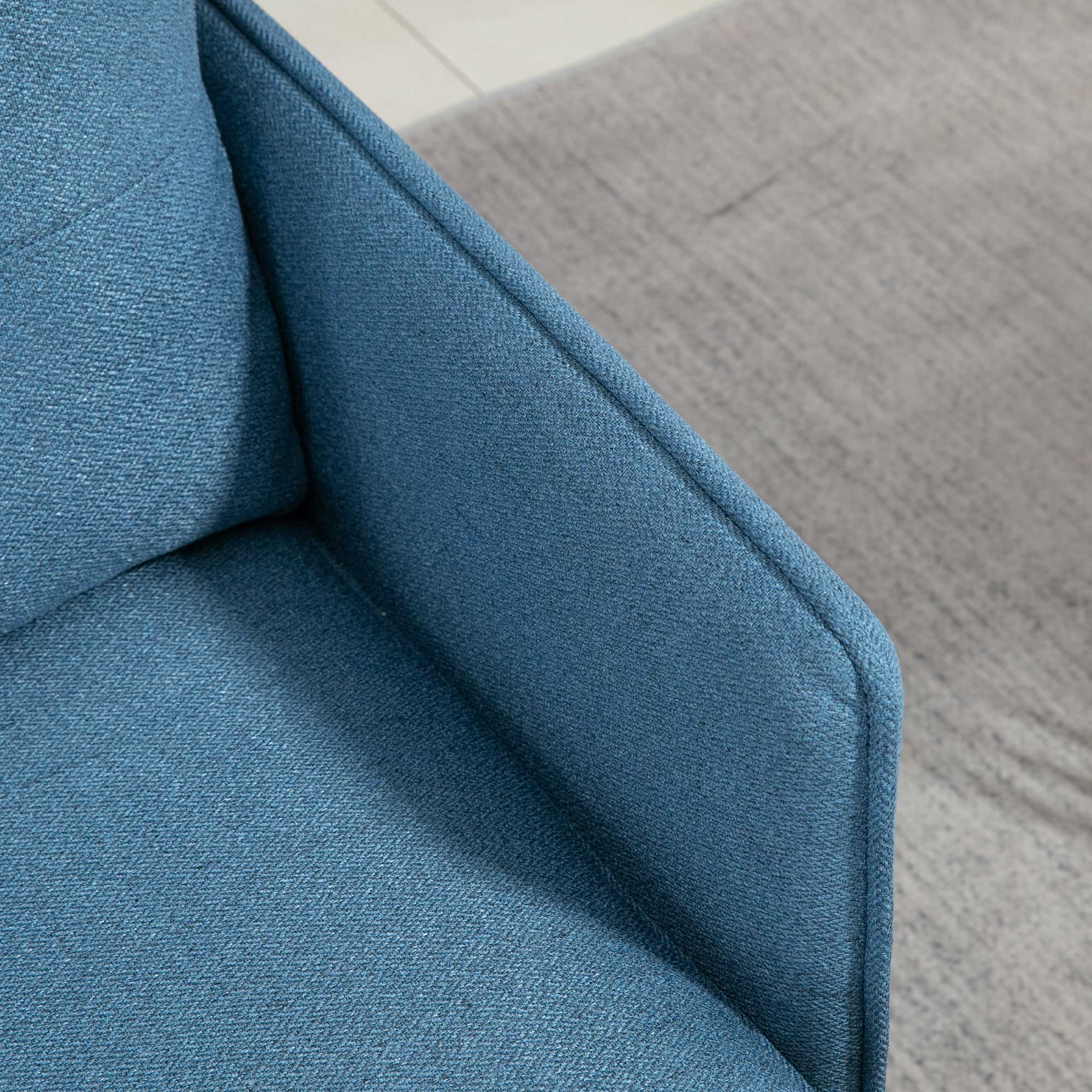 Accent Chair with Cushioned Seat and Back, Upholstered Fabric Armchair for Bedroom, Button Tufted Living Room Chair with Arms and Steel Legs, Blue Accent Chairs   at Gallery Canada