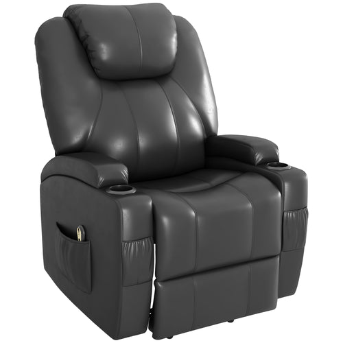 Power Recliner, Electric Lift Chair for Elderly with Footrest, Remote Control, Side Pockets and Cup Holders, Grey