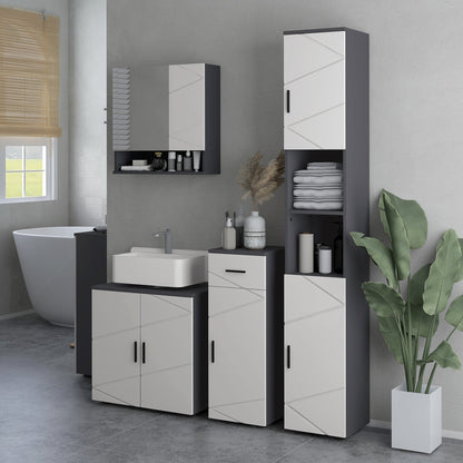 Under Sink Cabinet, Bathroom Vanity Cabinet Storage for Wall Mount Basin with Double Doors and Adjustable Shelf, Light Grey Bathroom Cabinets   at Gallery Canada