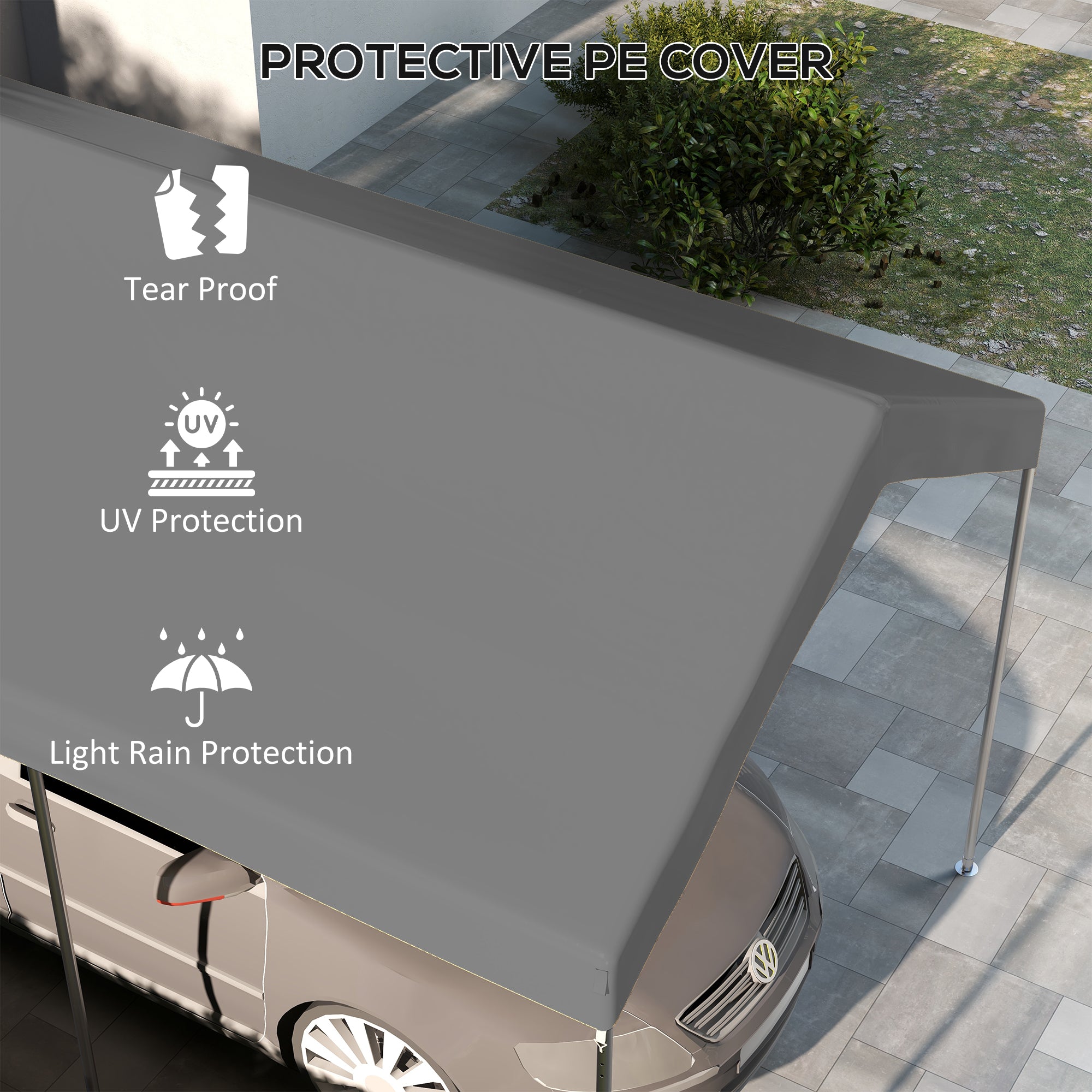 10 x 20ft Carport Replacement Canopy, UV Resistant Garage Car Cover with Ball Bungee Cords, Dark Grey Gazebo Canopy Replacement at Gallery Canada