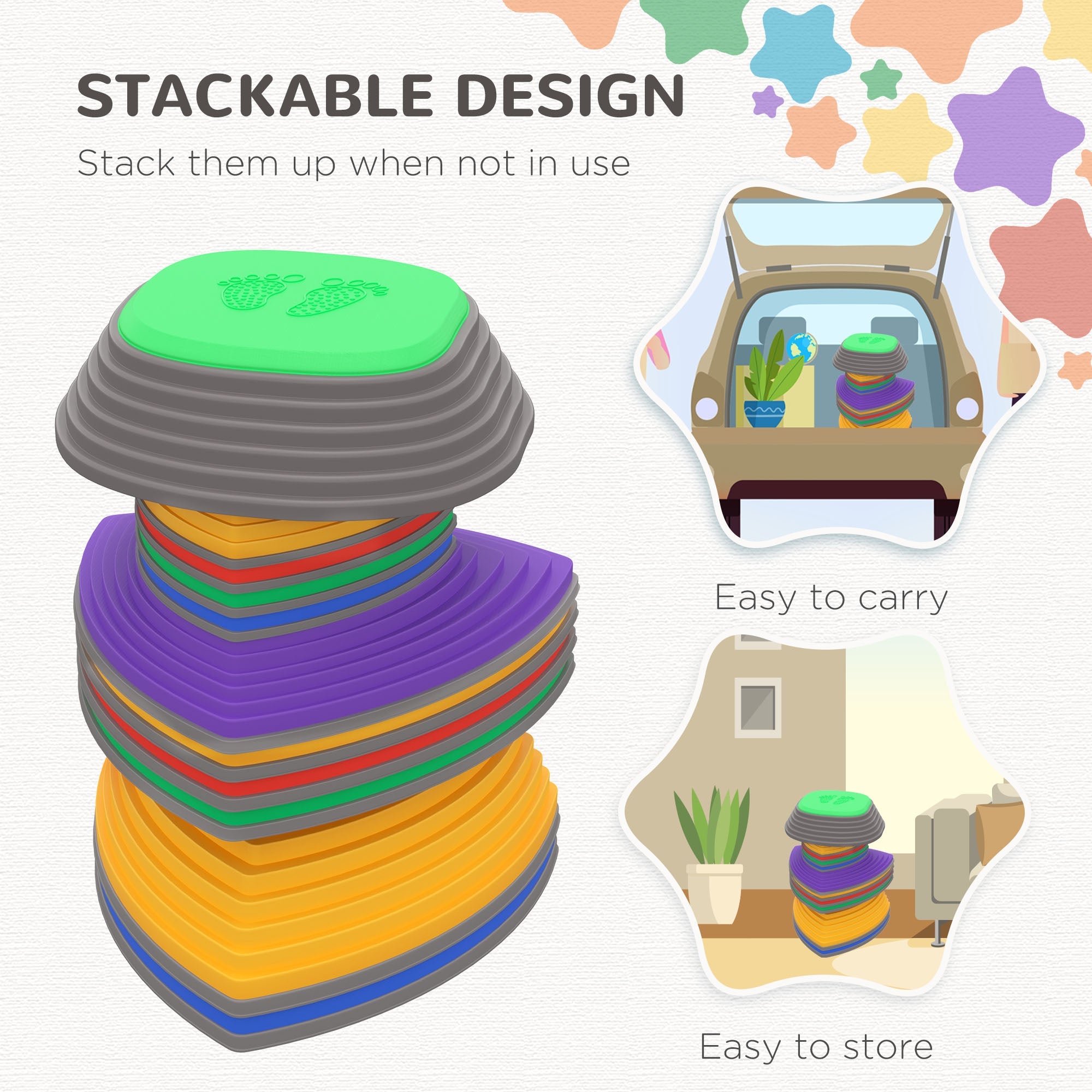 Stackable Non-Slip Stepping Stones for Kids, Obstacle Course, Sensory Play, Multi-Colour Gym Sets & Swings   at Gallery Canada