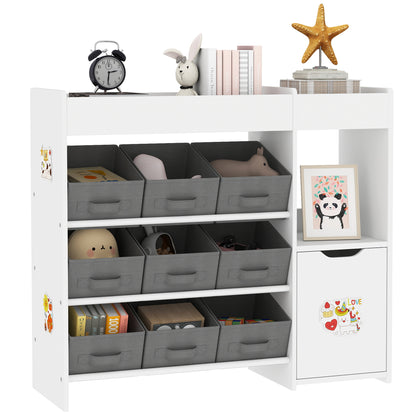 Toy Storage Organizer with 9 Non-Woven Fabric Boxes, Storage Cabinet &; Shelves, for Kids Room, Nursery, Playroom, White Bookshelves & Bookcases at Gallery Canada