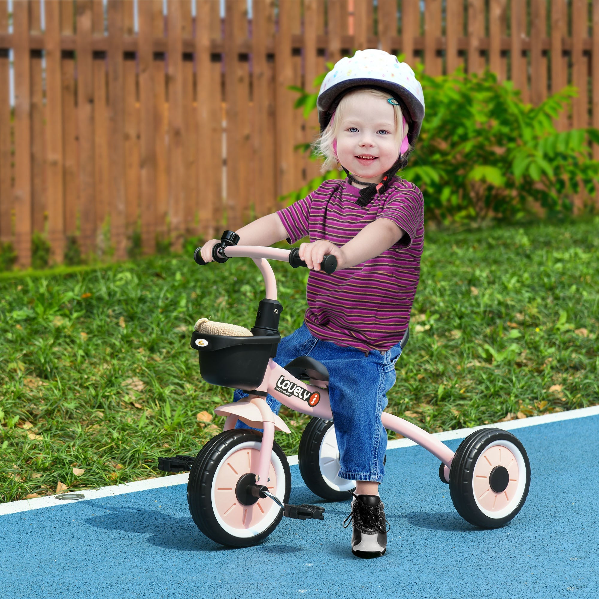 Tricycle for Toddler 2-5 Year Old Girls and Boys, Toddler Bike with Adjustable Seat, Basket, Bell, Pink Tricycles for Kids   at Gallery Canada