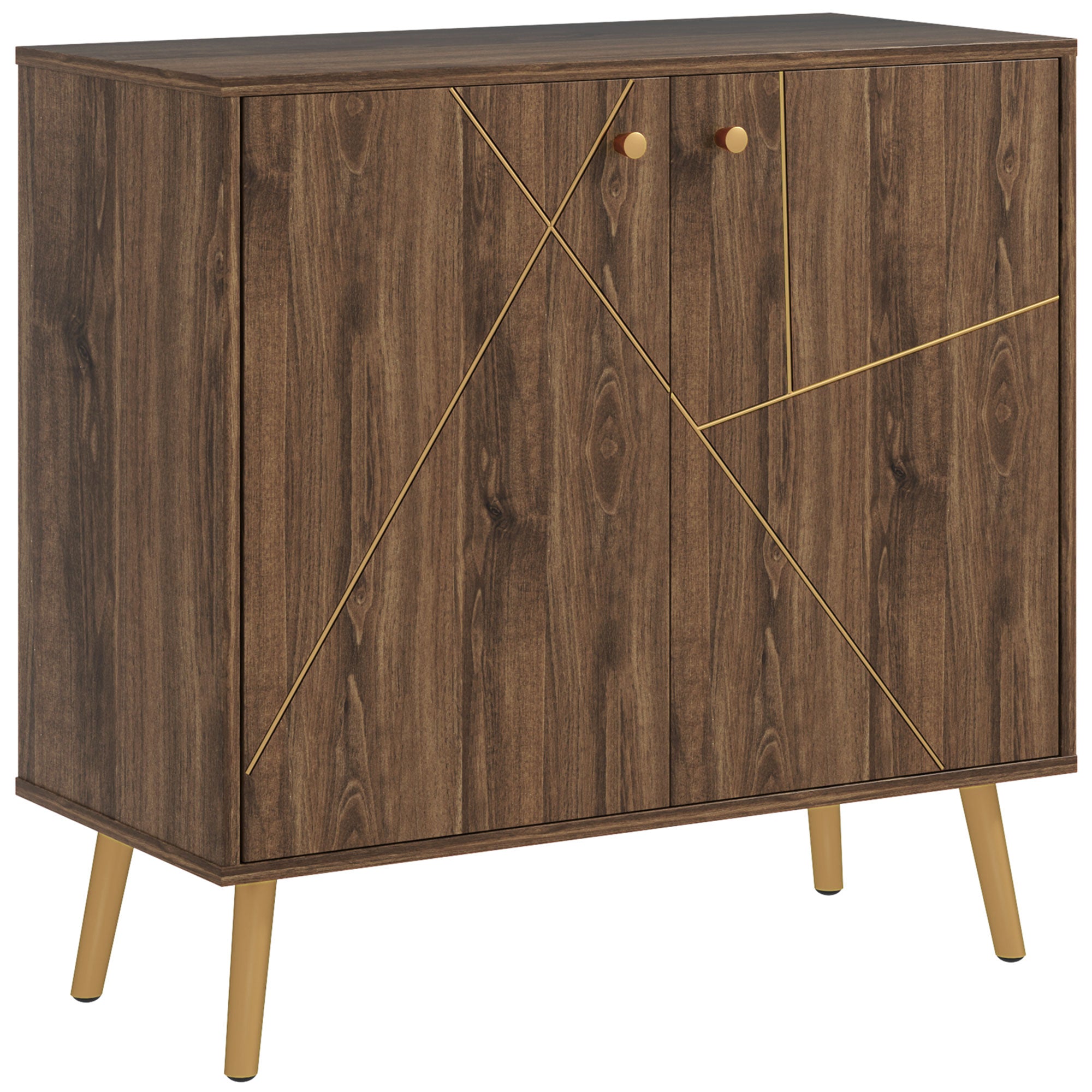 Sideboard Storage Cabinet with Luxurious Steel Lines, Brown Storage Cabinets Brown, Gold at Gallery Canada