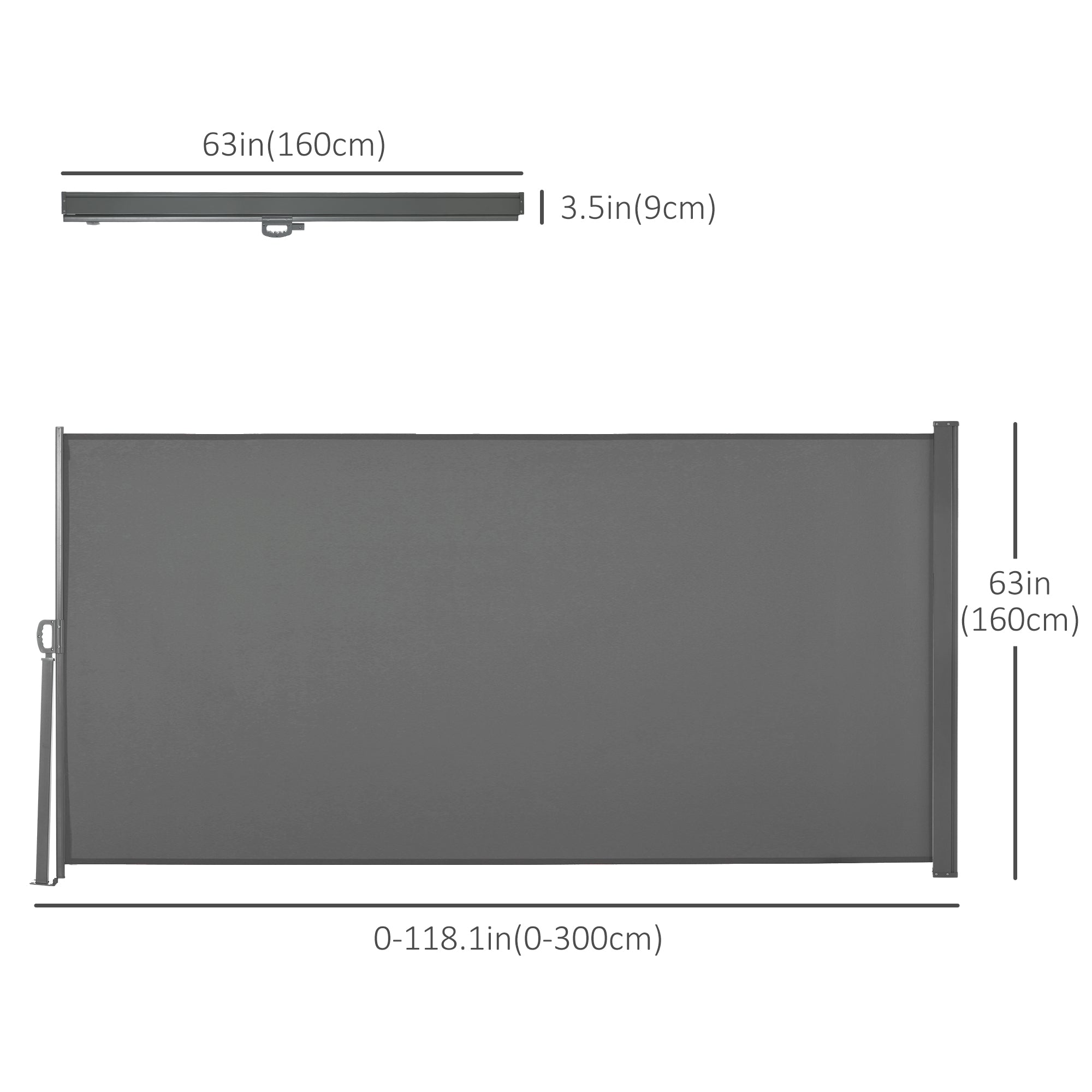 Patio Outdoor Folding Retractable Side Awning Privacy Screen with Resistance to UV Rays &; Wind, 118