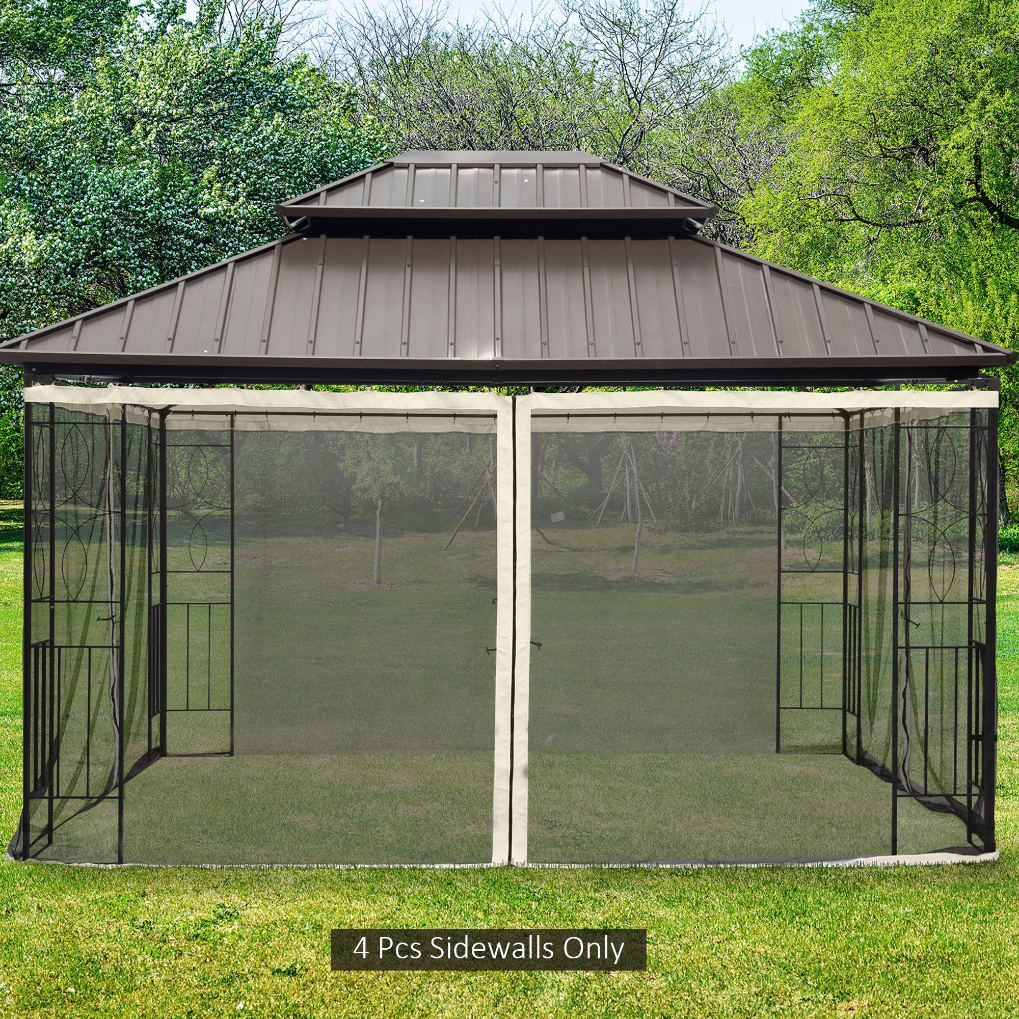 Replacement Mosquito Netting for Gazebo 10' x 12' Black Screen Walls for Canopy with Zippers, Cream White Gazebo Sidewalls at Gallery Canada