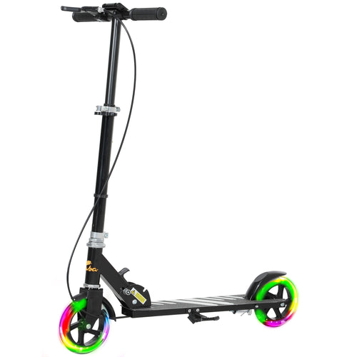 Scooter for Kids Ages 3-8 with Light Up Wheels, Adjustable Handlebar, Rear Brake &; Handbrake for Girls and Boys, Black