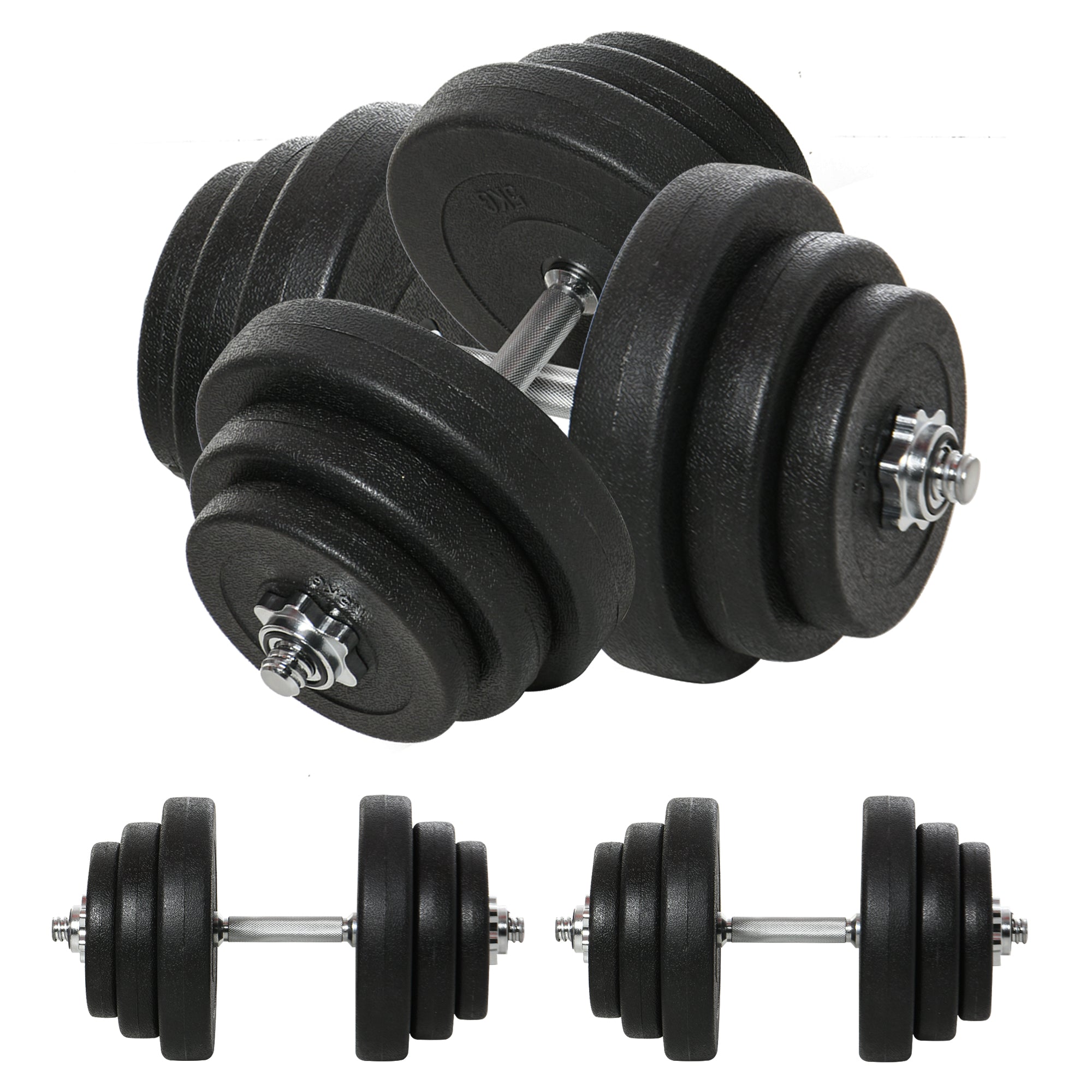 Adjustable 2 x 44lbs Weight Dumbbell Set for Weight Fitness Training Exercise Fitness Home Gym Equipment, Black (Pair) Dumbbells & Barbells Black  at Gallery Canada