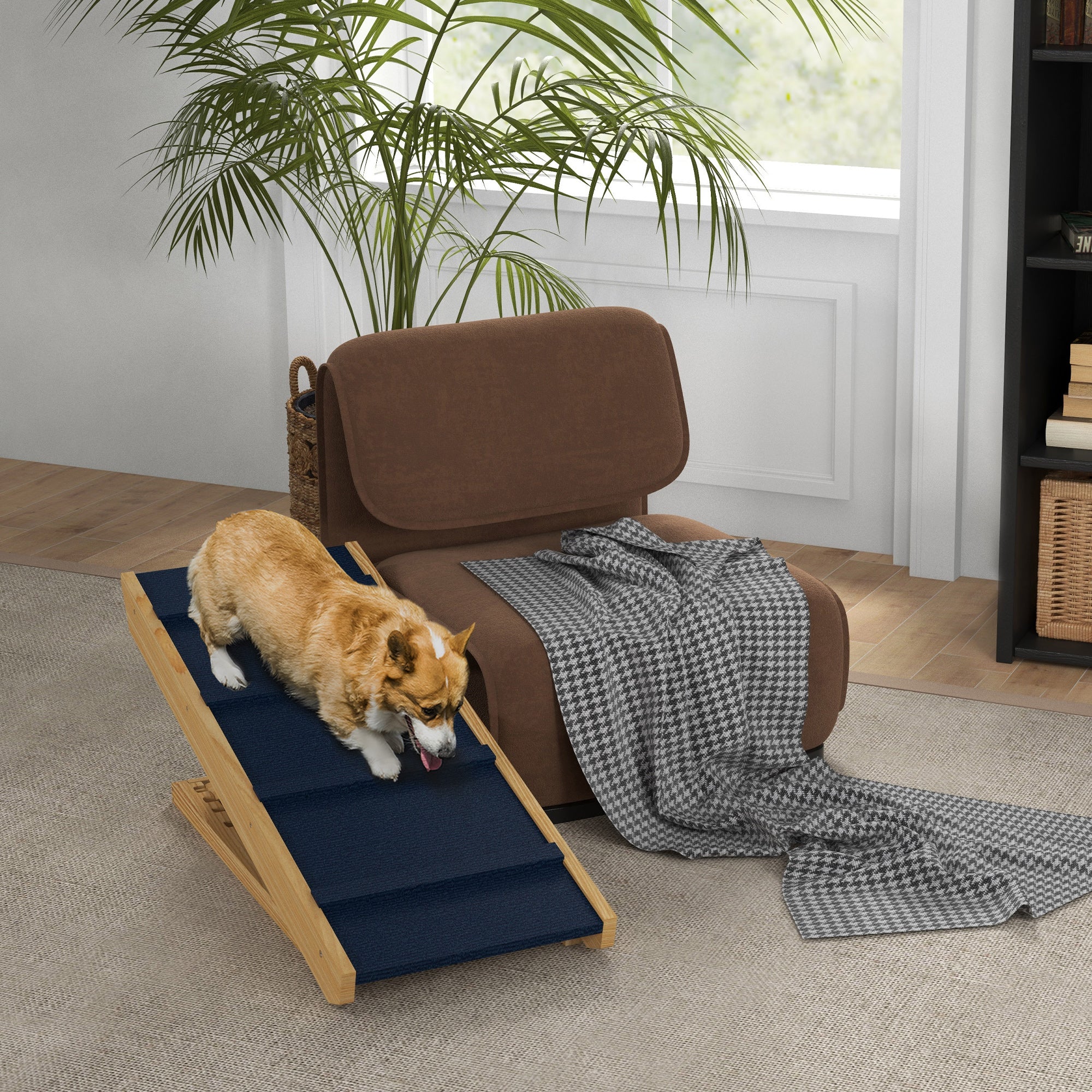 Adjustable Dog Ramp for Bed, Sofa, with Non-Slip Surface, Folding Dog Stair for Small, Medium, Large Dogs Dog Stairs   at Gallery Canada