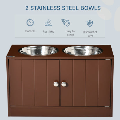 Elevated Dog Bowls, Pet Feeding Station with Stand, Brown Dog Bowls   at Gallery Canada