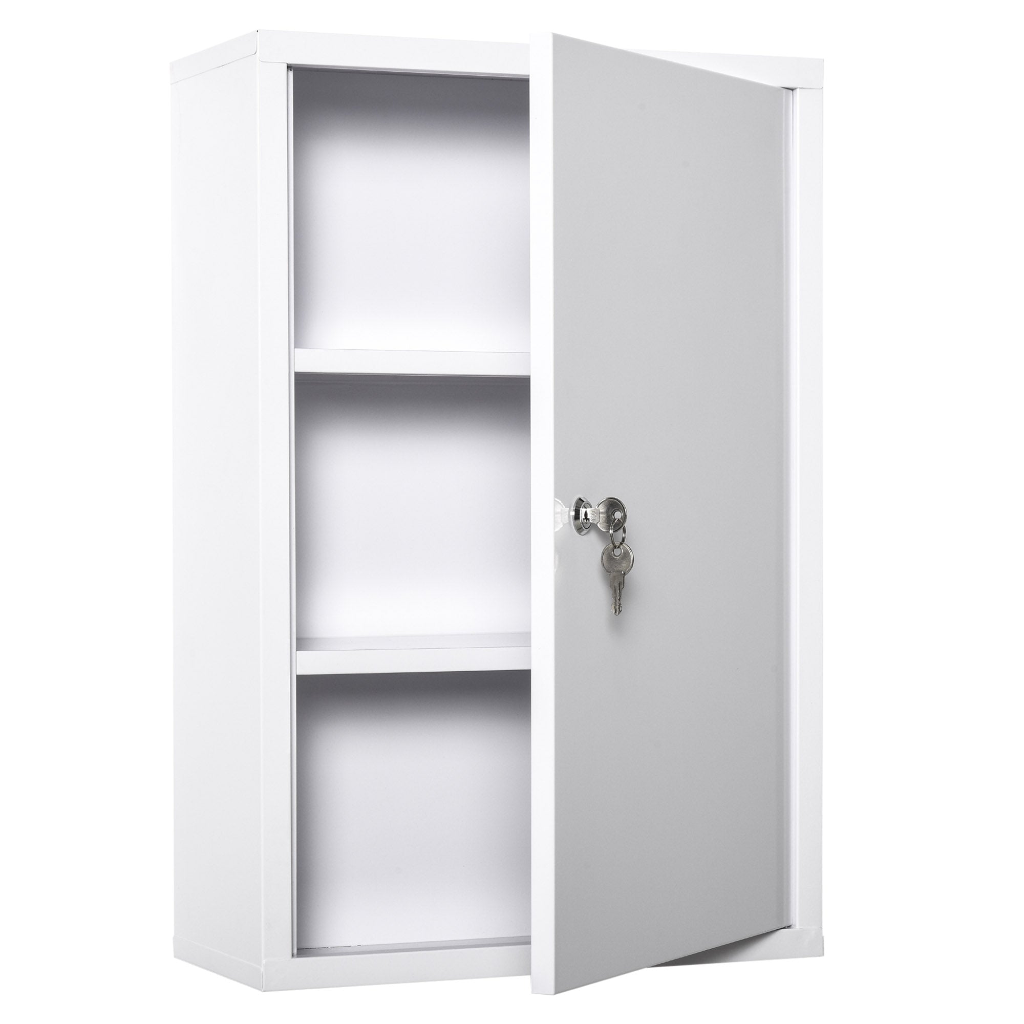 Wall Mount Medicine Cabinet 3 Tier Steel Emergency Box for Bathroom, Lockable with 2 Keys, White Wall Mounted Cabinets White  at Gallery Canada