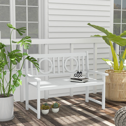 2-Seater Garden Bench Solid Fir Wood Porch Loveseat Chair for Garden Patio Outdoor Furniture